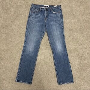 Levi's 505 Blue Denim Jeans - Straight Leg (with Tan Stitching)